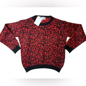Essentiel Antwerp Red Leopard Mohair Blend Sweater Size M NWT